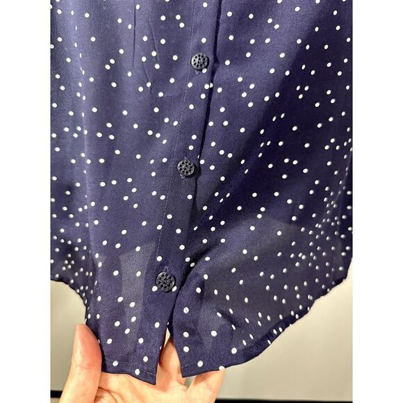 MAEVE ANTHROPOLOGIE Women's Ruffle Sleeve Button Detail Silk Blouse Blue Size 6 - Picture 6 of 9